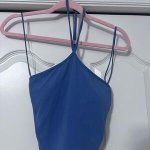 Lululemon Women’s blue cross neck top